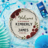 Burgundy Red & Black Geometric Wedding Modern Pappteller (Party)