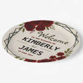 Burgundy Red & Black Geometric Wedding Modern Pappteller (Schrägansicht)