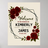 Burgundy Red & Black Geometric Wedding Modern  Poster (Vorne)