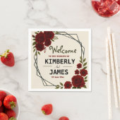 Burgundy Red & Black Geometric Wedding Modern Serviette (Beispiel)