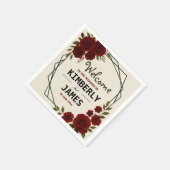 Burgundy Red & Black Geometric Wedding Modern Serviette (Ecke)