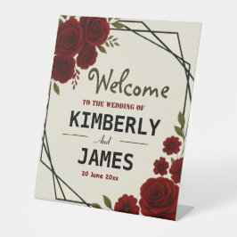 Burgundy Red & Black Geometric Wedding Modern  Sockelschild