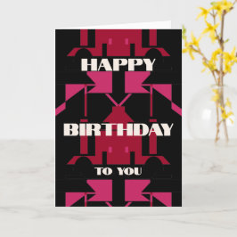 Burgundy Red Black Symmetrie Abstrakter Geburtstag Karte