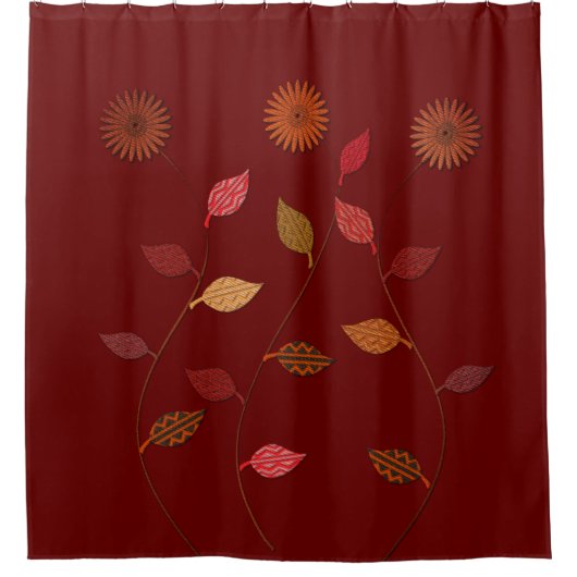 Burgundy Red Blätter Duschvorhang (Vorderseite)