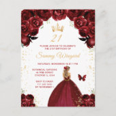 Burgundy Red Blonde Hair Princess Birthday Party Postkarte (Vorderseite)