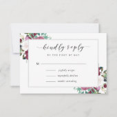 Burgundy Red Blooms Boho Wedding RSVP (Vorderseite)