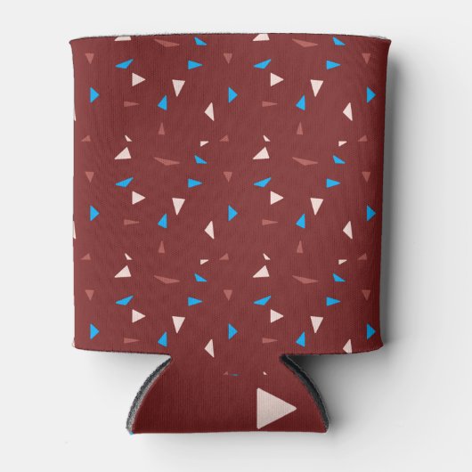 Burgundy Red Blue Abstrakt Triangle Shape Pattern Dosenkühler (Vorderseite)