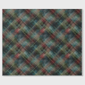Burgundy Red Blue Green Gold Plaid Christmas Geschenkpapier (Flach)