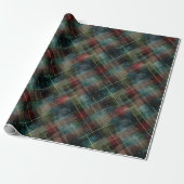 Burgundy Red Blue Green Gold Plaid Christmas Geschenkpapier (Ungerollt)