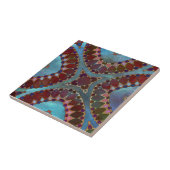 Burgundy Red Blue Symmetric Geometric Petals Fliese (Seite)