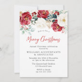 Burgundy Red Blume Company Weihnachts-Party Einladung (Vorderseite)
