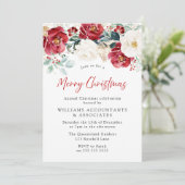 Burgundy Red Blume Company Weihnachts-Party Einladung (Stehend Vorderseite)