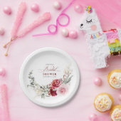 Burgundy Red Blume Elegantes Boho Brautparty Pappteller (Party)