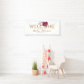 Burgundy Red Blume Gold Typografie Kinderdusche Banner (Insitu)