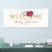 Burgundy Red Blume Gold Typografie Kinderdusche Banner (Messe)