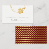 Burgundy Red Blume Gold Zickzack Strip Table Card Platzkarte (Vorne/Hinten)