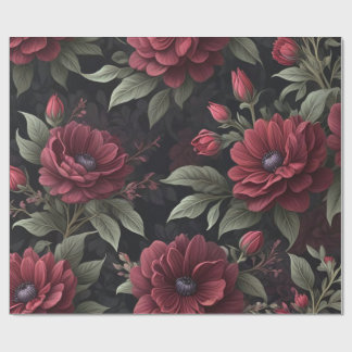 Burgundy Red Blume Gothic Decoupage Geschenkpapier