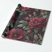 Burgundy Red Blume Gothic Decoupage Geschenkpapier (Ungerollt)