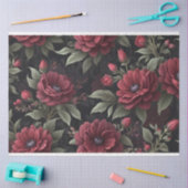 Burgundy Red Blume Gothic Decoupage Seidenpapier (Basteln)