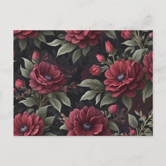 Burgundy Red Blume Gothic Postkarte (Vorderseite)