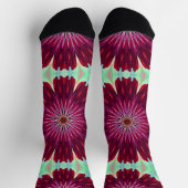 Burgundy Red Blume Mandala Art Fun Socks Socken (Oben)