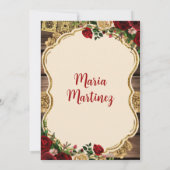 Burgundy Red Blume Presentación De Tres Años Einladung (Rückseite)