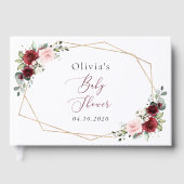 Burgundy Red Blume, Rosa Blume, Babydusche Gästebuch (Vorderseite)