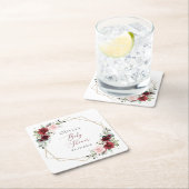 Burgundy Red Blume, Rosa Blume, Babydusche Rechteckiger Pappuntersetzer