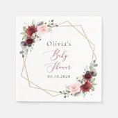 Burgundy Red Blume, Rosa Blume, Babydusche Serviette (Vorderseite)