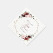 Burgundy Red Blume, Rosa Blume, Babydusche Serviette (Ecke)