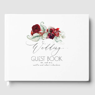 Burgundy Red Blume Wedding Guest Book Gästebuch