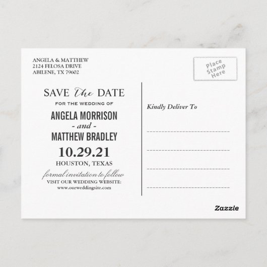 Burgundy Red Blush Bloral Wedding Save the Date Postkarte (Rückseite)