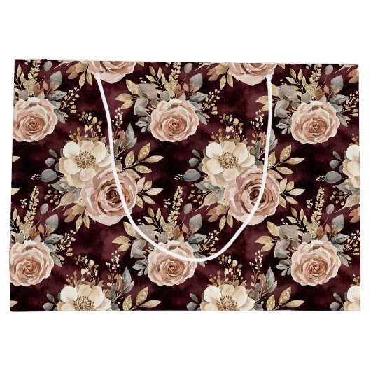 Burgundy Red Blush Brautparty Große Geschenktüte (Rückseite)