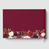 Burgundy Red Blush Floral Gold Geometric Wedding Gästebuch (Rückseite)
