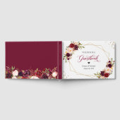 Burgundy Red Blush Floral Gold Geometric Wedding Gästebuch (Voll)