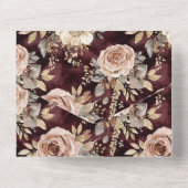 Burgundy Red Blush Floral Wedding All In One Einladung (Rückseite)