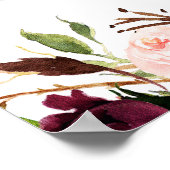 Burgundy Red Blush Floral Wedding Foto Prop Poster (Ecke)