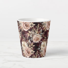 Burgundy Red Blush Floral Wedding Milchtasse
