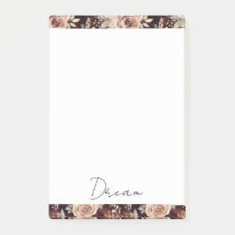 Burgundy Red Blush Floral Wedding Post-it Klebezettel