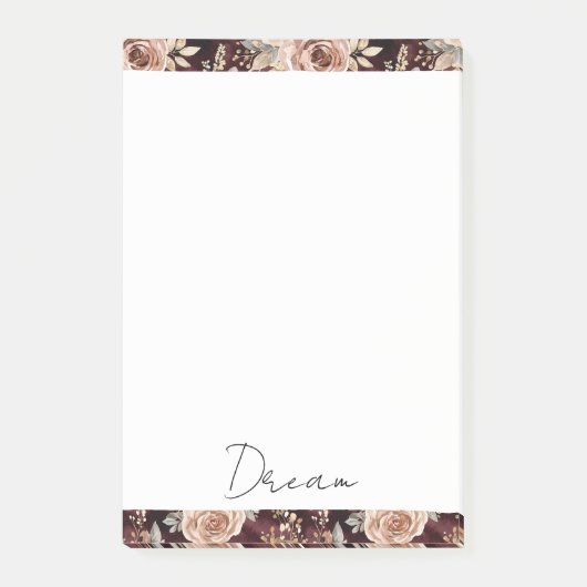 Burgundy Red Blush Floral Wedding Post-it Klebezettel (Vorderseite)