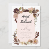 Burgundy Red Blush Gold Geometric Greenerity Weddi Einladung (Vorderseite)