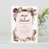 Burgundy Red Blush Gold Geometric Greenerity Weddi Einladung (Stehend Vorderseite)