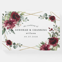 Burgundy Red Blush Gold Geometric Greenerity Weddi Gästebuch