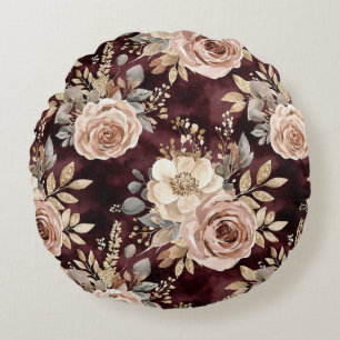 Burgundy Red Blush Rundes Kissen