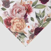 Burgundy Red Burnt Orange Floral Fall Party Gesche Seidenpapier (Detail)