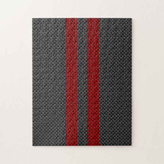 Burgundy Red Carbon Fibre Racing Stripes Puzzle (Vertikal)