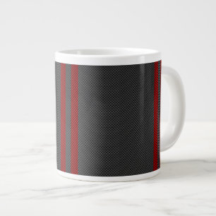 Burgundy Red Carbon Fibre Style Streifen Jumbo-Tasse