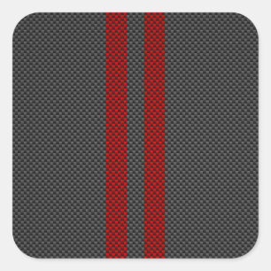 Burgundy Red Carbon Fibre wie Rennstreifen Quadratischer Aufkleber