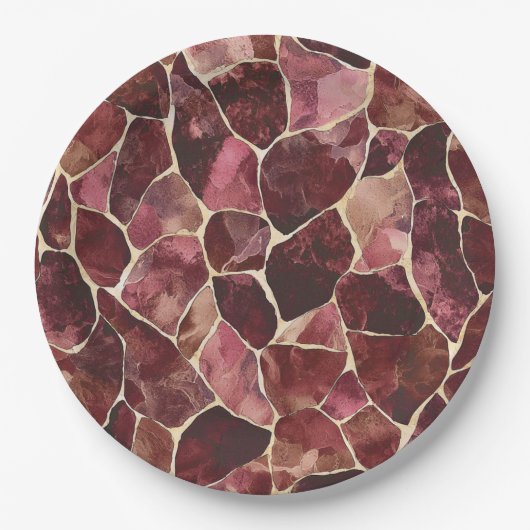 Burgundy Red Chic Abstrakt Pappteller (Vorderseite)