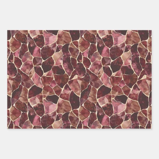 Burgundy Red Chic Abstraktes Brautparty Geschenkpapier Set (Vorderseite)